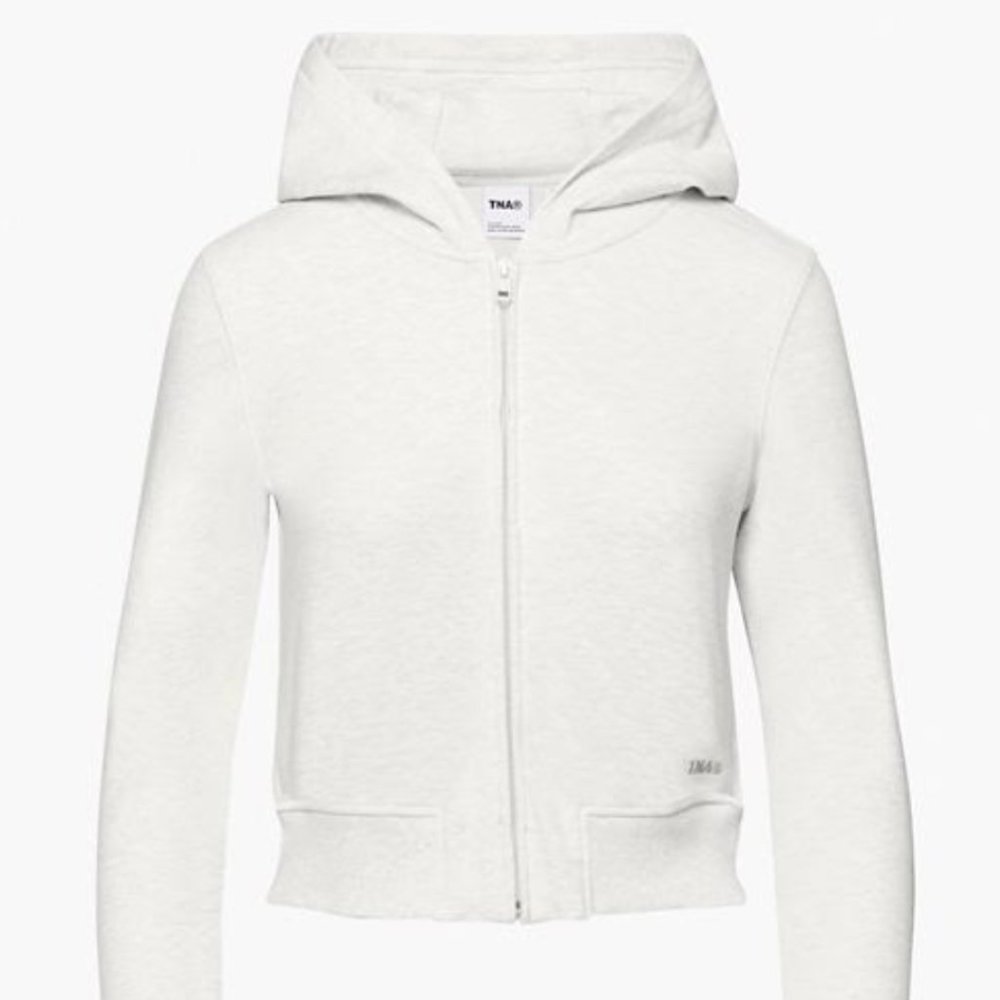 Aritzia Tna LOOKOUT HOODIE HEATHER CLOUD WHITE 2XS